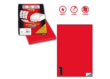 Etichetta adesiva C/503 rosso fluo 100fg A4 210x297mm (1et/fg) Markin