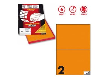 Etichetta adesiva C/509 arancio fluo 100fg A4 210x148,5mm (2et/fg) Markin