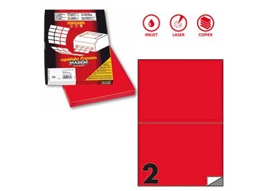Etichetta adesiva C/509 rosso fluo 100fg A4 210x148,5mm (2et/fg) Markin