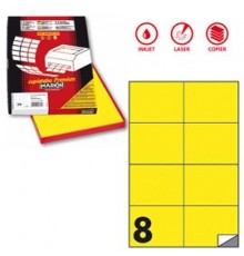 Etichetta adesiva C/512 giallo fluo 100fg A4 105x74,25mm (8et/fg) Markin