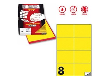 Etichetta adesiva C/512 giallo fluo 100fg A4 105x74,25mm (8et/fg) Markin