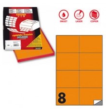 Etichetta adesiva C/512 arancio fluo 100fg A4 105x74,25mm (8et/fg) Markin