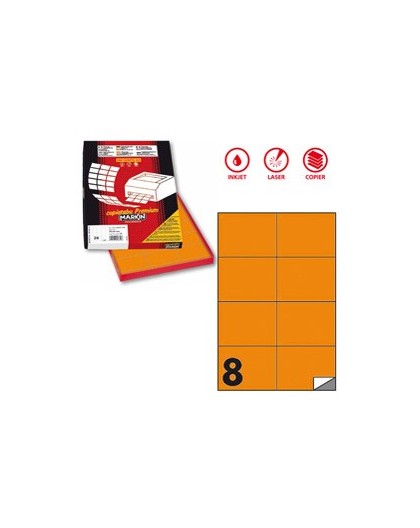 Etichetta adesiva C/512 arancio fluo 100fg A4 105x74,25mm (8et/fg) Markin