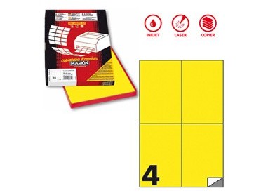 Etichetta adesiva C/519 giallo fluo 100fg A4 105x148,5mm (4et/fg) Markin