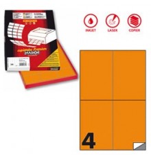 Etichetta adesiva C/519 arancio fluo 100fg A4 105x148,5mm (4et/fg) Markin