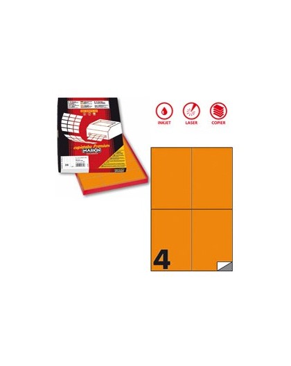 Etichetta adesiva C/519 arancio fluo 100fg A4 105x148,5mm (4et/fg) Markin