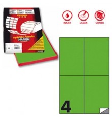 Etichetta adesiva C/519 verde fluo 100fg A4 105x148,5mm (4et/fg) Markin