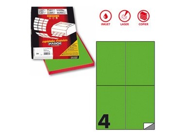 Etichetta adesiva C/519 verde fluo 100fg A4 105x148,5mm (4et/fg) Markin