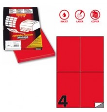 Etichetta adesiva C/519 rosso fluo 100fg A4 105x148,5mm (4et/fg) Markin