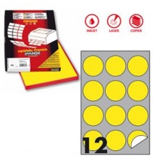 Etichetta adesiva R/310 giallo fluo 100fg A4 tonda Ø60mm (12et/fg) Markin