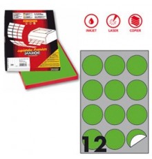 Etichetta adesiva R/310 verde fluo 100fg A4 tonda Ø60mm (12et/fg) Markin