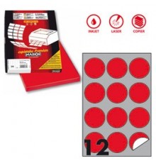 Etichetta adesiva R/310 rosso fluo 100fg A4 tonda Ø60mm (12et/fg) Markin
