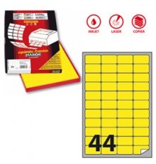 Etichetta adesiva A/406 giallo fluo 100fg A4 47,5x25,5mm (44et/fg) Markin