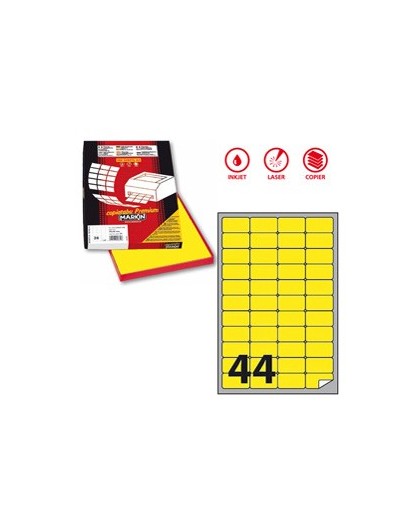 Etichetta adesiva A/406 giallo fluo 100fg A4 47,5x25,5mm (44et/fg) Markin