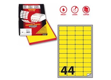 Etichetta adesiva A/406 giallo fluo 100fg A4 47,5x25,5mm (44et/fg) Markin