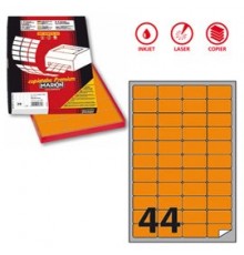 Etichetta adesiva A/406 arancio fluo 100fg A4 47,5x25,5mm (44et/fg) Markin