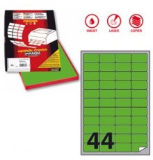 Etichetta adesiva A/406 verde fluo 100fg A4 47,5x25,5mm (44et/fg) Markin