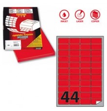 Etichetta adesiva A/406 rosso fluo 100fg A4 47,5x25,5mm (44et/fg) Markin