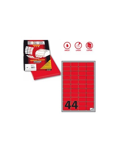 Etichetta adesiva A/406 rosso fluo 100fg A4 47,5x25,5mm (44et/fg) Markin