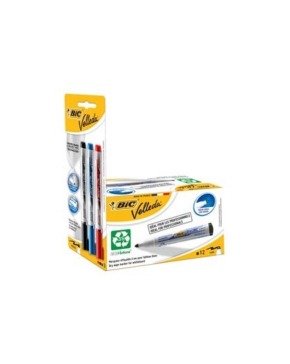 PROMO BOX 12pz NERO Whiteboard VELLEDA® 1701 Recycled BIC®+3 ink pocket (N/B/R)