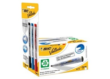PROMO BOX 12pz NERO Whiteboard VELLEDA® 1701 Recycled BIC®+3 ink pocket (N/B/R)