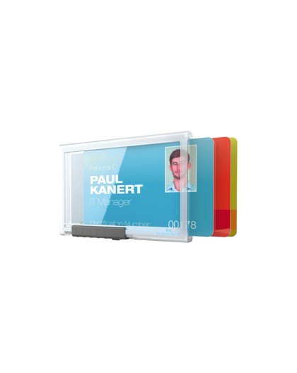 10 PORTABADGE PUSHBOX TRIO per 3 TESSERE 54X87mm Durable