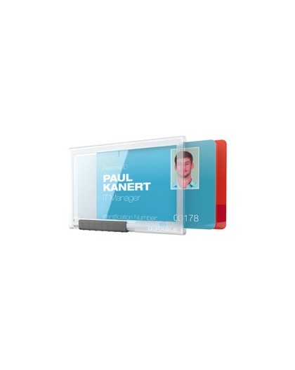 10 PORTABADGE PUSHBOX DUO per 2 TESSERE 54X87mm Durable