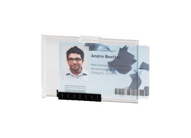 10 PORTABADGE PUSHBOX MONO per 1 TESSERA 54X87mm Durable