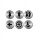 Set 6 PITTOGRAMMI ADESIVI Ø 10cm in ACCIAIO Securit