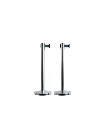 Set 2 COLONNINE SEGNAPERCORSO con nastro NERO 210cm Budget Retractable Securit