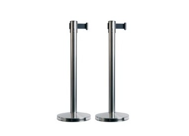 Set 2 COLONNINE SEGNAPERCORSO con nastro NERO 210cm Budget Retractable Securit