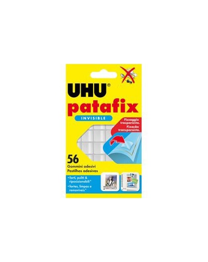 BLISTER 56 SUPPORTI TRASPARENTI GOMMA ADESIVA UHU PATAFIX INVISIBLE