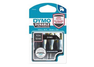 NASTRO DYMO TIPO D1 DURABLE (12MMX3MT) BIANCO/NERO 1978365