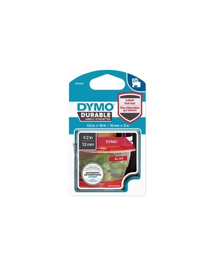 NASTRO DYMO TIPO D1 DURABLE (12MMX3MT) BIANCO/ROSSO 1978366