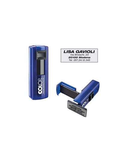 Timbro Pocket Stamp Plus 20 14x38mm 4righe autoinchiostrante blu COLOP