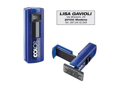 Timbro Pocket Stamp Plus 20 14x38mm 4righe autoinchiostrante blu COLOP