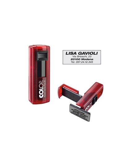 Timbro Pocket Stamp Plus 20 14x38mm 4righe autoinchiostrante rosso COLOP
