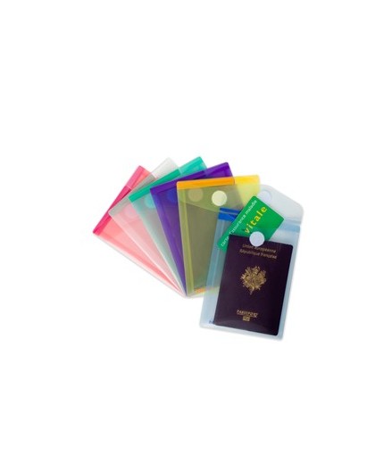 SET 6 BUSTE PP CON VELCRO F.TO VERTICALI 11.4X15.8CM COLORI ASSORTITI