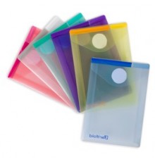 SET 6 BUSTE PP CON VELCRO F.TO VERTICALI 8X11.5CM COLORI ASSORTITI