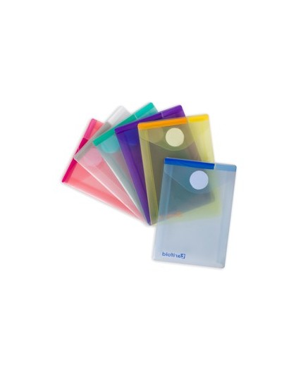 SET 6 BUSTE PP CON VELCRO F.TO VERTICALI 8X11.5CM COLORI ASSORTITI