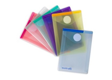 SET 6 BUSTE PP CON VELCRO F.TO VERTICALI 8X11.5CM COLORI ASSORTITI