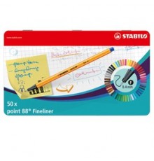 SCATOLA METALLO 50 PZ. STABILO POINT 88 COLORI ASSORTITI