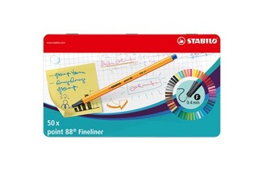 SCATOLA METALLO 50 PZ. STABILO POINT 88 COLORI ASSORTITI