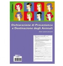 BLOCCO DICHIARAZ. PROV.-DEST. ANIMALI 25x4 copie AUTORIC. 30x22,5cm E5849A(17)