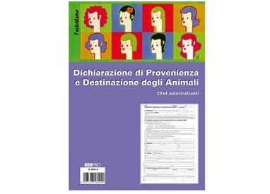 BLOCCO DICHIARAZ. PROV.-DEST. ANIMALI 25x4 copie AUTORIC. 30x22,5cm E5849A(17)
