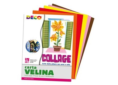 Busta di carta velina 25fg 50x76cm 5 colori caldi assortiti DECO