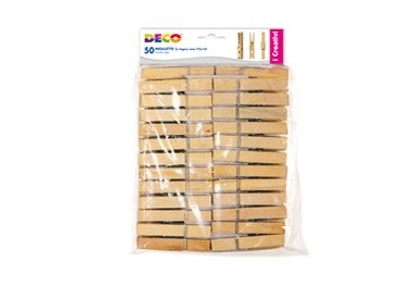 Mollette in legno busta da 50pz dim. 72x10mm DECO