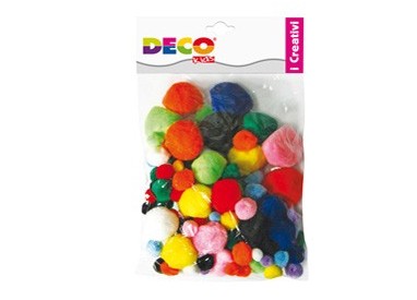 Pompons busta da 40pz colori assortiti DECO