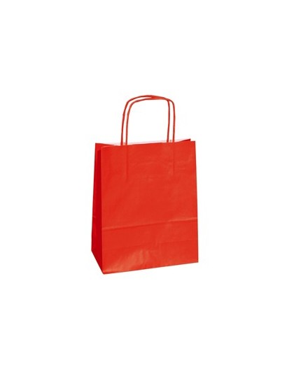 25 shoppers carta kraft 14x9x20cm twisted rosso