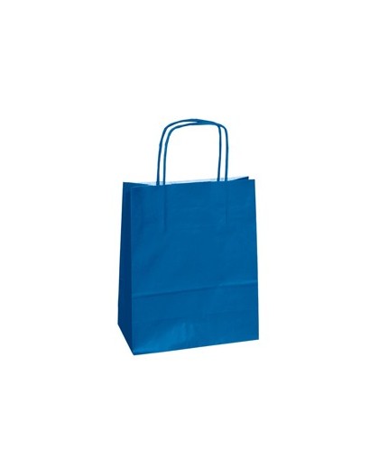25 shoppers carta kraft 14x9x20cm twisted blu